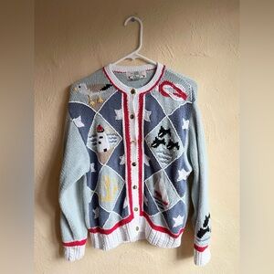 Orvis Women's Novelty Knitted Cardigan Sweater Cottagecore Nautical Medium
